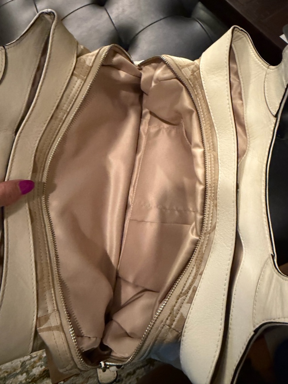 Coach Signature Canvas Tote in Beige and White - Picture 9 of 12